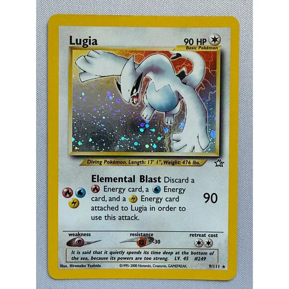 Pokémon TCG Lugia 9/111 Pokémon Neo Genesis 2000 Unlimited Holo Rare Card LP+-NM